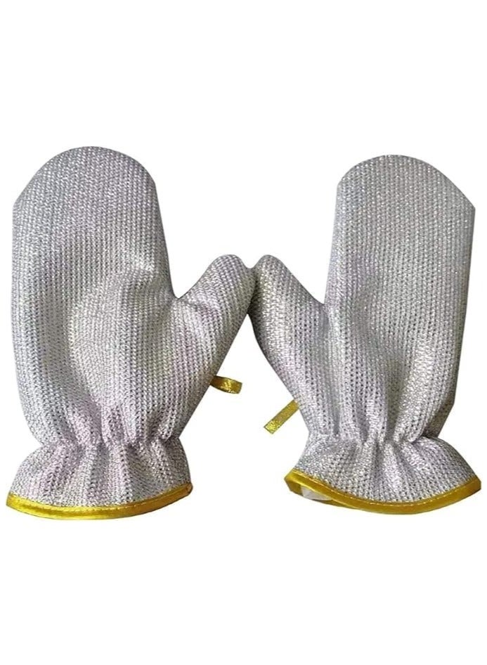 ماركة غير محددة Multi-purpose silver dishwashing gloves, 2 pieces  - Image 3