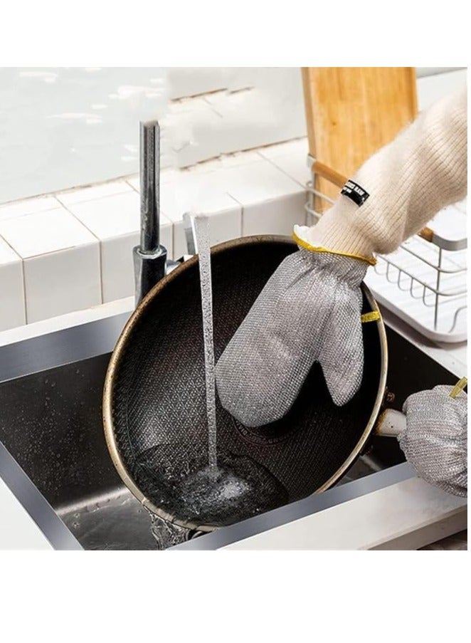 ماركة غير محددة Multi-purpose silver dishwashing gloves, 2 pieces  - Image 4