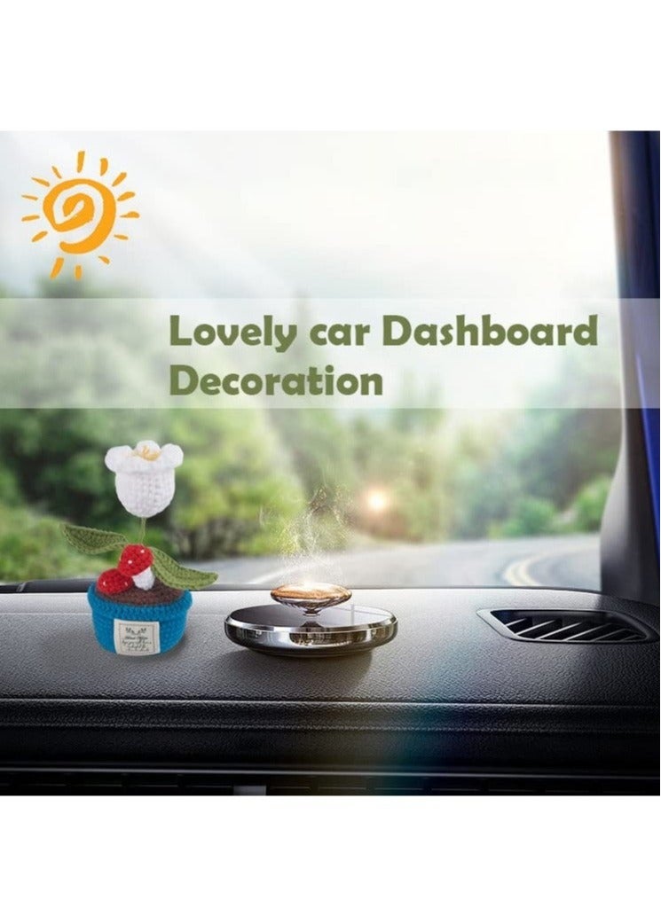 Captaintech Lily of The Valley Flowers Crochet Flowers Pot with Night Light Finished Hand Woven Flowers Knitted Flower Night Lights Handmade Crochet Flower Bouquet Decoration for Bedroom Home Office - Image 4