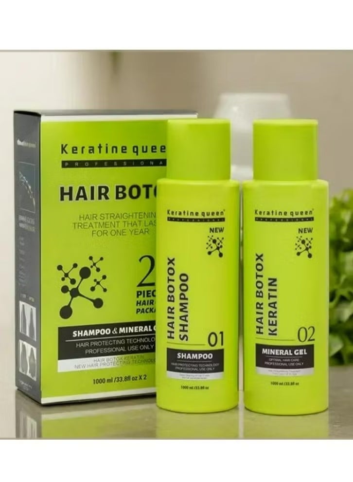KERATIN QUEEN Hair Botox shampoo and conditioner Set for Hair Straightening Treatment-set of 2 - Image 1