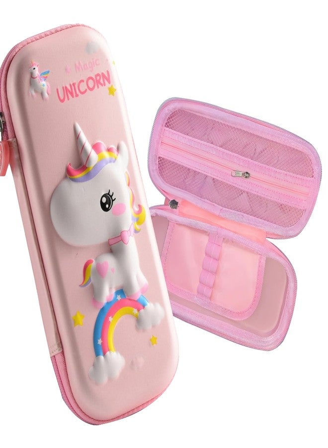 BEMBIKA School Supplies 3D Cartoon Design Pencil Box for School Kids, Girls and Boys, Pen & Pencil Case Pouch for Office, College, School Large Storage Capacity � Unicorn Baby Pink - Image 1