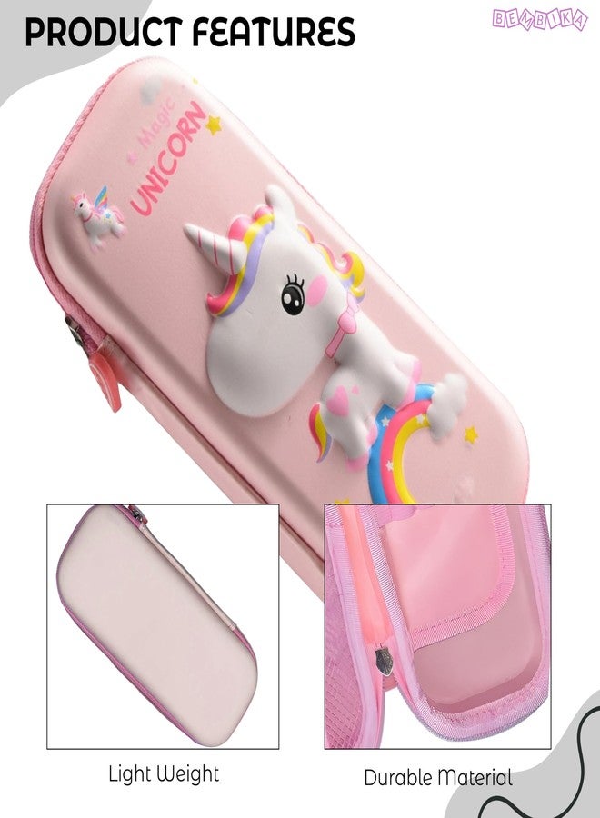 BEMBIKA School Supplies 3D Cartoon Design Pencil Box for School Kids, Girls and Boys, Pen & Pencil Case Pouch for Office, College, School Large Storage Capacity � Unicorn Baby Pink - Image 4