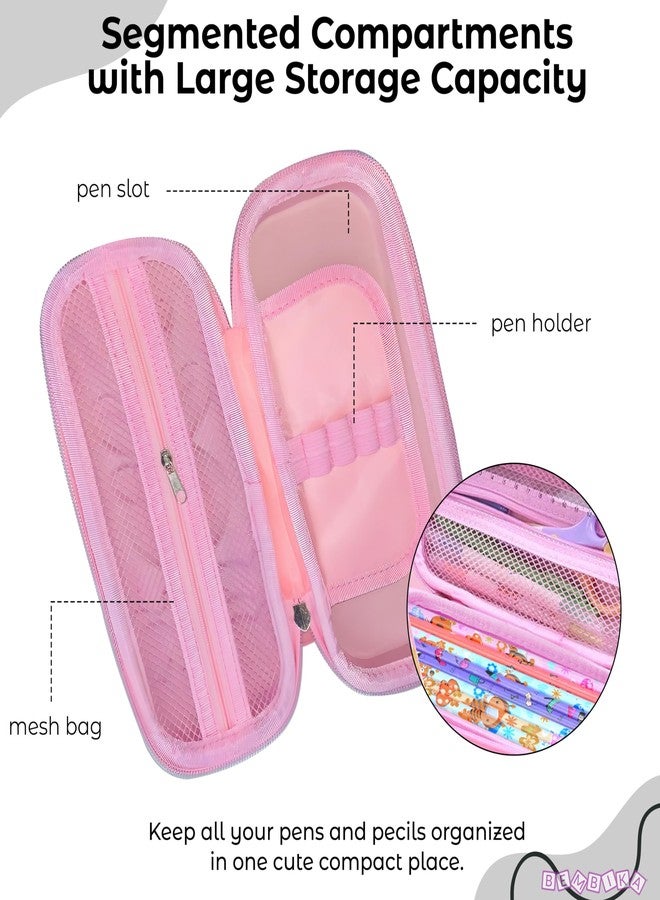 BEMBIKA School Supplies 3D Cartoon Design Pencil Box for School Kids, Girls and Boys, Pen & Pencil Case Pouch for Office, College, School Large Storage Capacity � Unicorn Baby Pink - Image 3