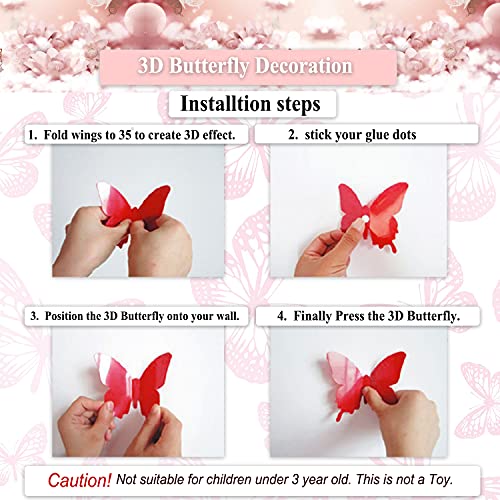 Xtore™ 24pcs 3D Home Decor Butterfly | 3D Butterfly Beautiful Decor Item | Comes with Sticking pad - Ocean Blue)(Set of 24) - Image 5