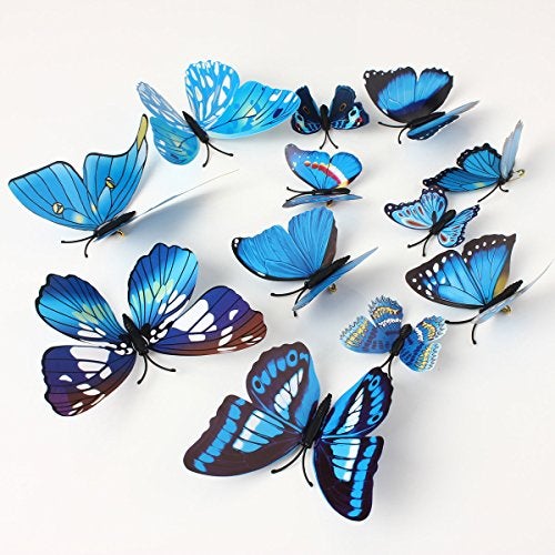 Xtore™ 24pcs 3D Home Decor Butterfly | 3D Butterfly Beautiful Decor Item | Comes with Sticking pad - Ocean Blue)(Set of 24) - Image 4