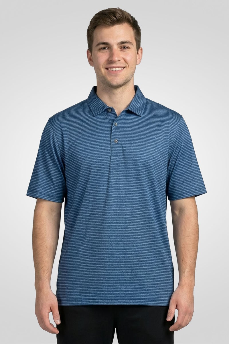 Greg Norman Men Sportswear Fit Short Sleeves Training Polo Shirt, Navy - Image 1