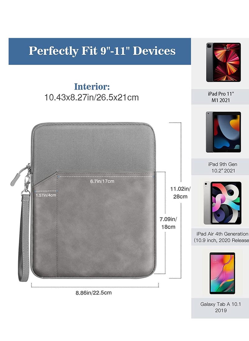 9-11 Inch Tablet Sleeve for iPad Pro 11 iPad Air 5/4 10.9 iPad 10.2 Galaxy Tab A8 10.5 Tab S8 11" 2022 Surface Go 2/1 Protective Bag Carrying Case Gray  - Image 2