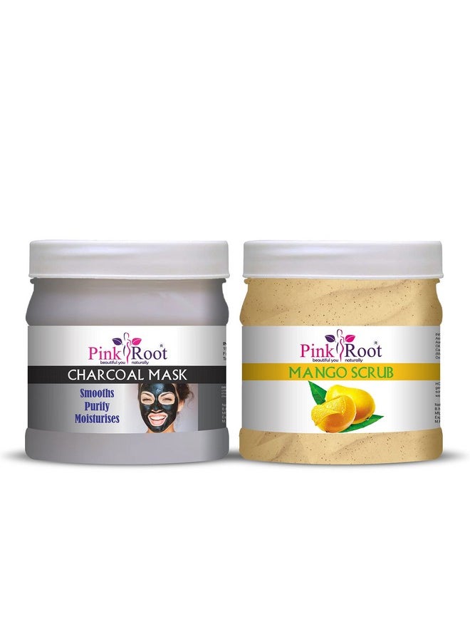Pink Root Pink Root Charcoal Mask 500ml with Mango Scrub 500ml  - Image 1