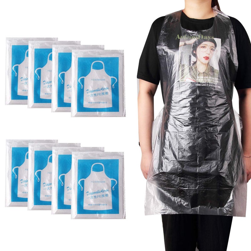 JIAKAI 23 x 37 inches Clear Polyethylene Waterproof Disposable Aprons For Cooking, Serving, Painting or Dish-Washing-100pcs - Image 5