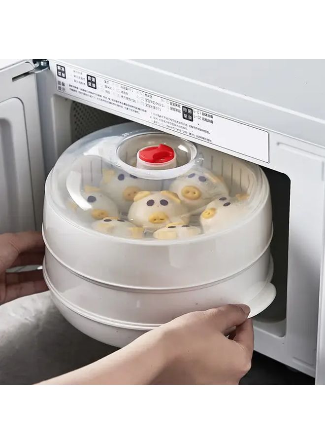 3 قطع مجموعة باخرة ميكروويف طباخ متعدد الطبقات للخضار والأرز والسمك - Image 3