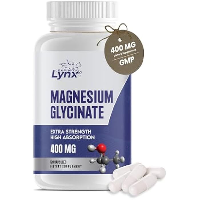 Leaping Lynx Magnesium Glycinate 400mg – High Absorption, Extra Strength Chelated Magnesium | 120 Capsules (60-Day Supply) | Calm, Muscle Recovery, Sleep & Bone Health | Non-GMO - Image 1
