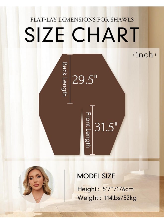 Puli - PULI Women's Elegant Shawl Wraps Soft Open Front Poncho Sweater for Spring Fall Winter caramel - Image 1