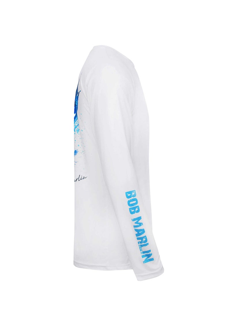 BOB MARLIN Marlin Performance Shirt Ocean Marlin White-Small - Image 3