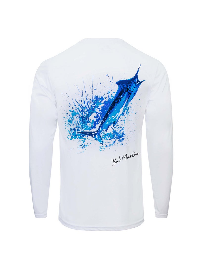 BOB MARLIN Marlin Performance Shirt Ocean Marlin White-Small - Image 1