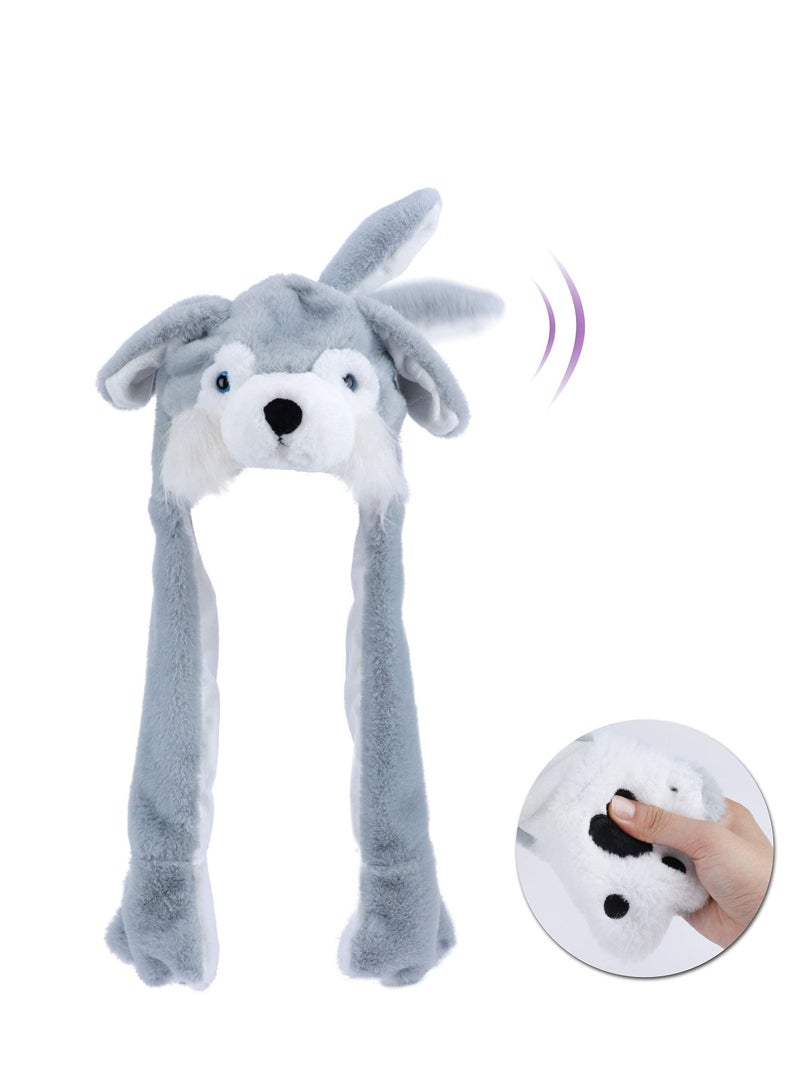 SYOSI Animal Hat Animal Hat with Ears Moving Jumping Pop Up Beating Plush Dress Up Soft Jumping Animal Hat for Women Kids Party Great Gift 22 inches Animal Hat  - Image 1