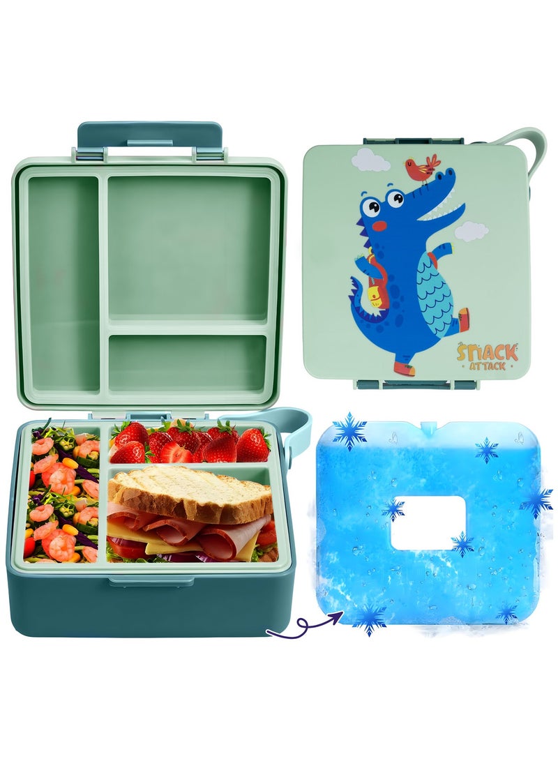Snack attack Snack Attack Dinosaur Bento Lunch Box for Kids – Leakproof, Convertible 3–5 Compartments, Built-In Ice Pack – BPA-Free Food-Grade Material – Cute Dino Design for School, Daycare & Travel  - Image 1