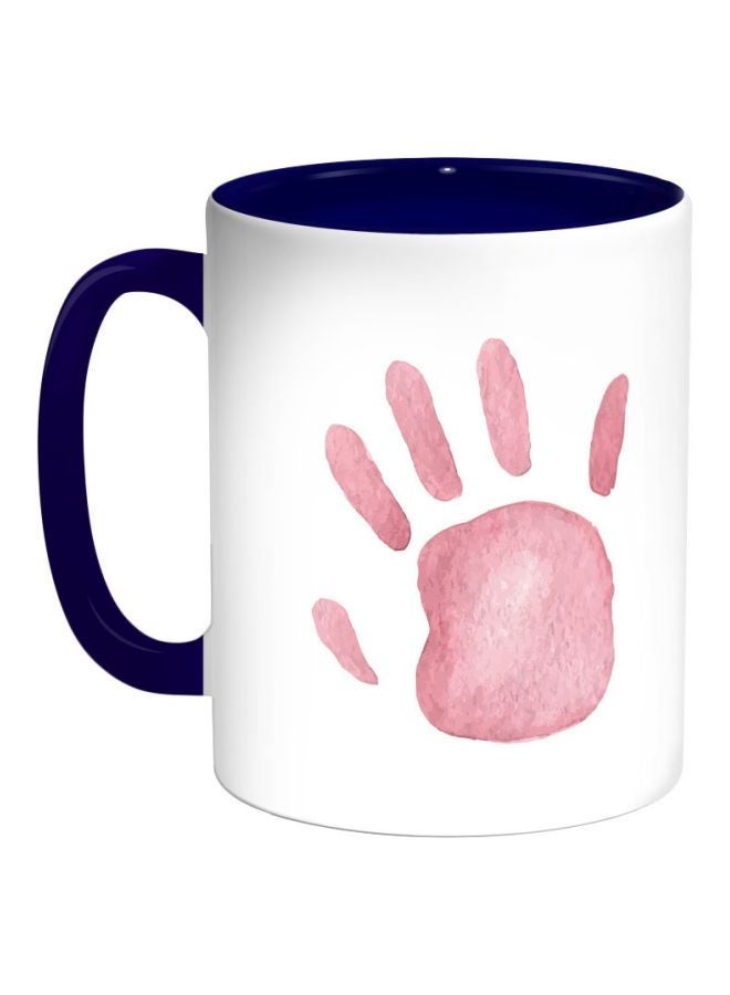 RYN The Palm Of The Hand Printed Coffee Mug Dark Blue/White/Pink 325ml
