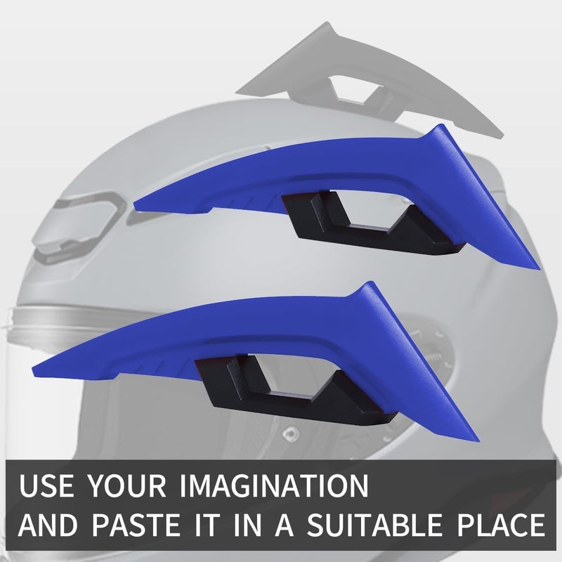 GONAMA Universal Motorcycle Side Winglet Aerodynamic Wing Spoiler Helmet Fairing Winglets Side Spoiler Deflector Air Wing Kit Aerodynamic Wing Spoiler Helmet Wings Bike Helmet Spoiler (Blue) - Image 3
