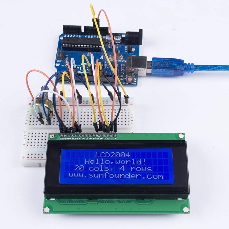 صن فويندر وحدة LCD2004 مع أحرف بيضاء 20x4 على خلفية زرقاء، متوافقة مع Arduino - Image 5