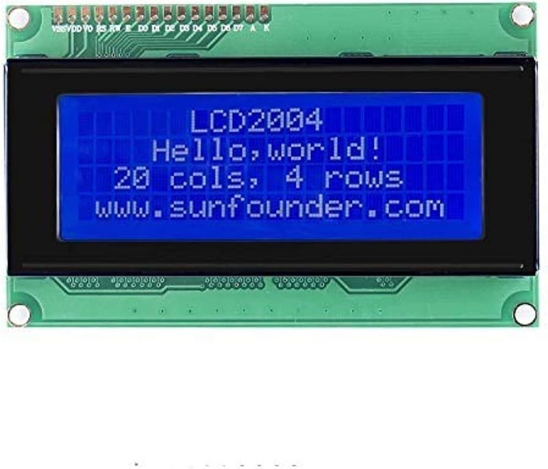 صن فويندر وحدة LCD2004 مع أحرف بيضاء 20x4 على خلفية زرقاء، متوافقة مع Arduino - Image 1