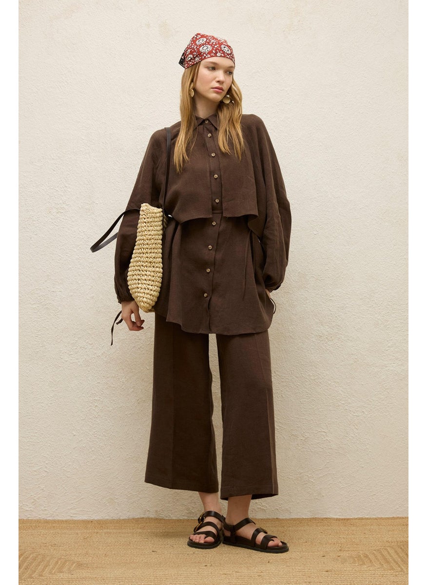 Manuka Linen Trousers with Iron Marks, Bitter Brown  - Image 5