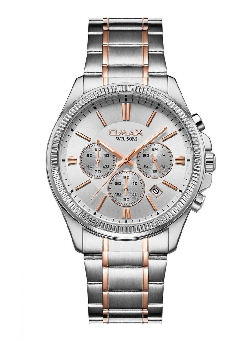 Omax Men's Two-Tone Chronograph Wrist Watch WR 50M - Image 1