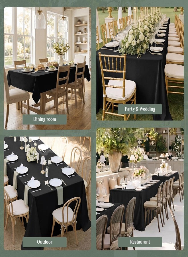 Softalker Rectangle Tablecloth, Waterproof & Stain Resistant Table Cloths Wrinkle Free Fabric Washable Polyester Table Cover for Dining/Party/Outdoor/Camping - 60 x 84 inch, Black - Image 4
