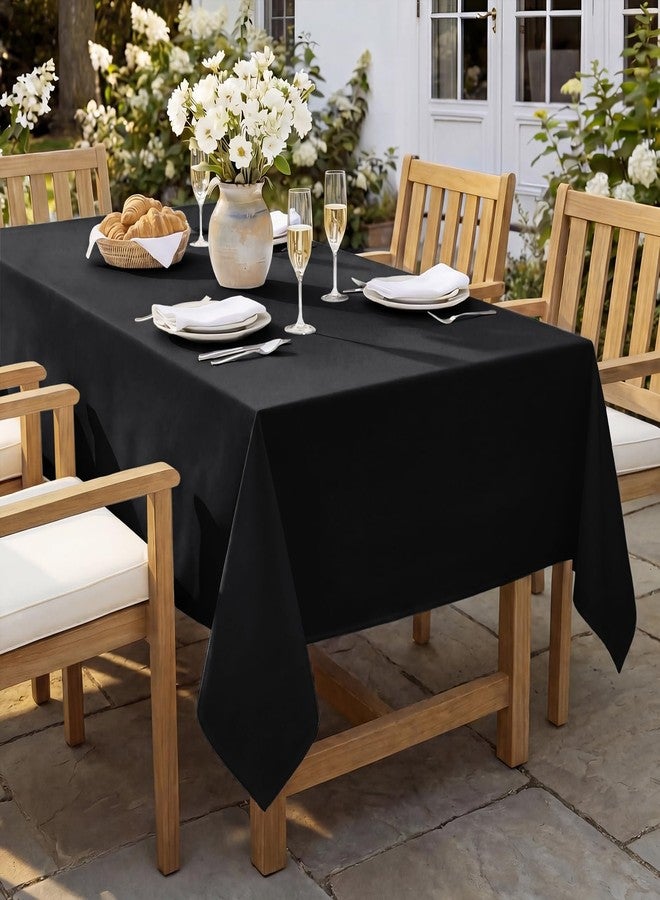 Softalker Rectangle Tablecloth, Waterproof & Stain Resistant Table Cloths Wrinkle Free Fabric Washable Polyester Table Cover for Dining/Party/Outdoor/Camping - 60 x 84 inch, Black - Image 3