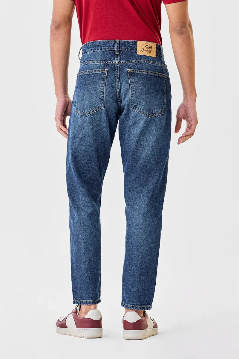SNITCH Medium Blue Medium Blue Solid Wide Leg Casual Jeans for Men | Best Price UAE