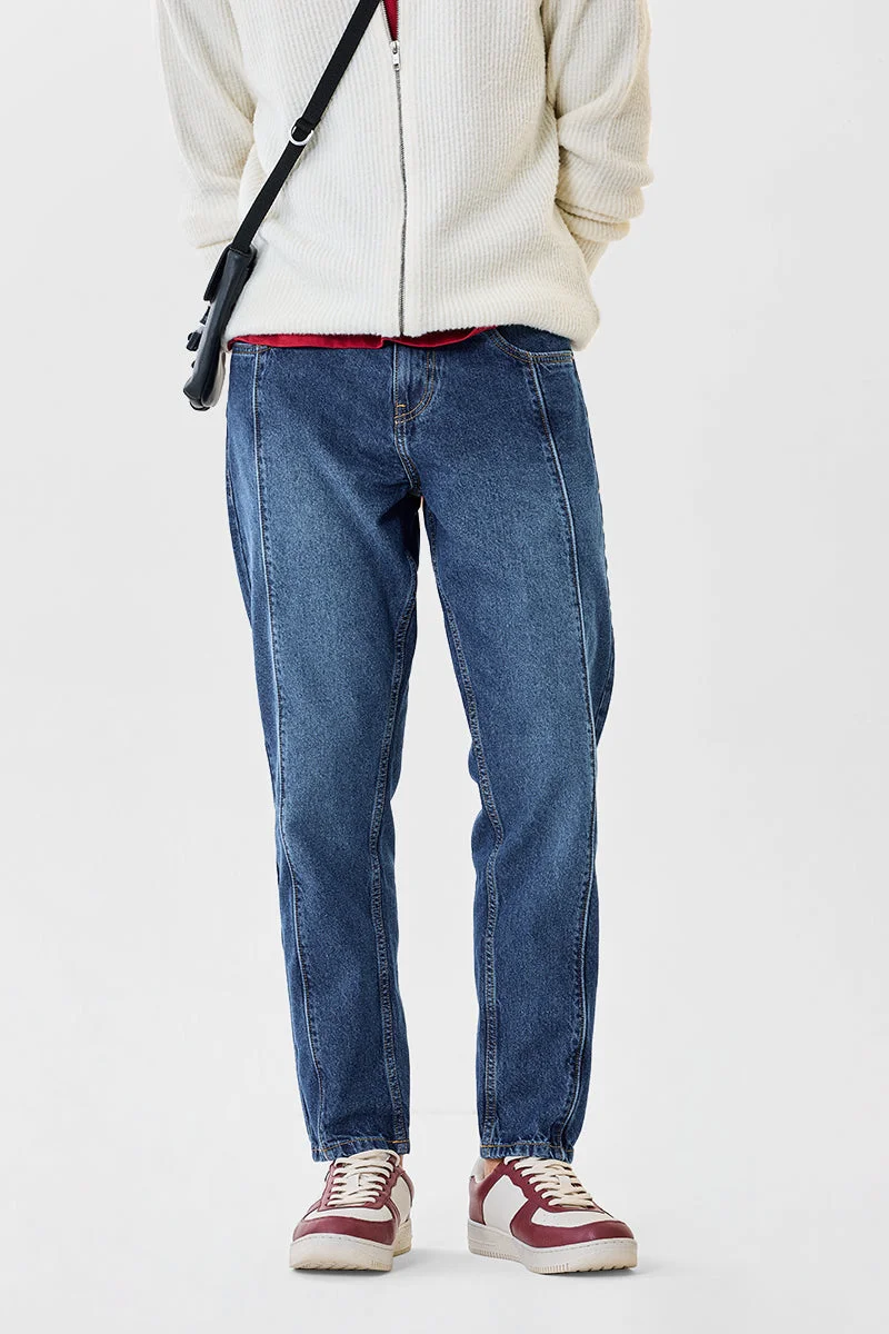 سنيتش Medium Blue Solid Wide Leg Casual Jeans