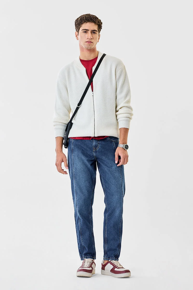 سنيتش Medium Blue Solid Wide Leg Casual Jeans