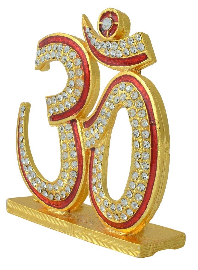 GCT Hindu Religious Symbol OM Idol (B-33) Red Gold Metal Statue for Home Décor Car Dashboard Mandir Pooja Murti Temple Puja Office Table Showpiece - Image 3