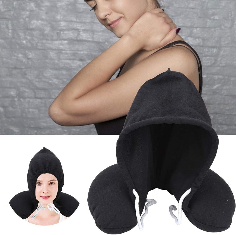 ATEVON ATEVON Travel Essentials Neck Pillow with Hood Air Cushion Car Pillows for Comfort Sleep and Travel in Plane Flight Train Airplane Travel Accessory Pillow for Neck Support Pain Relief - Image 4