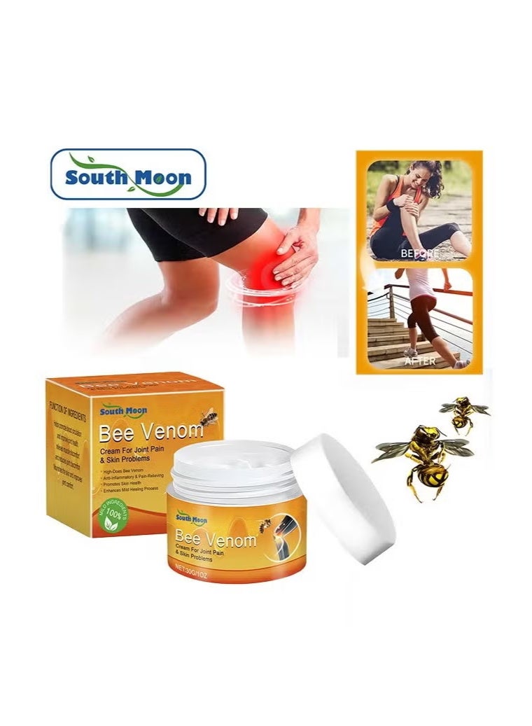 SOUTH MOON Bee Venom Cream For Joint & Skin Problems - Arthritis Ultra Strength Joint Relief Cream Relieve Joint Muscle Pain, Muscle Pain, Leg Swelling, Body Massage and Care Cream 30g - Image 1