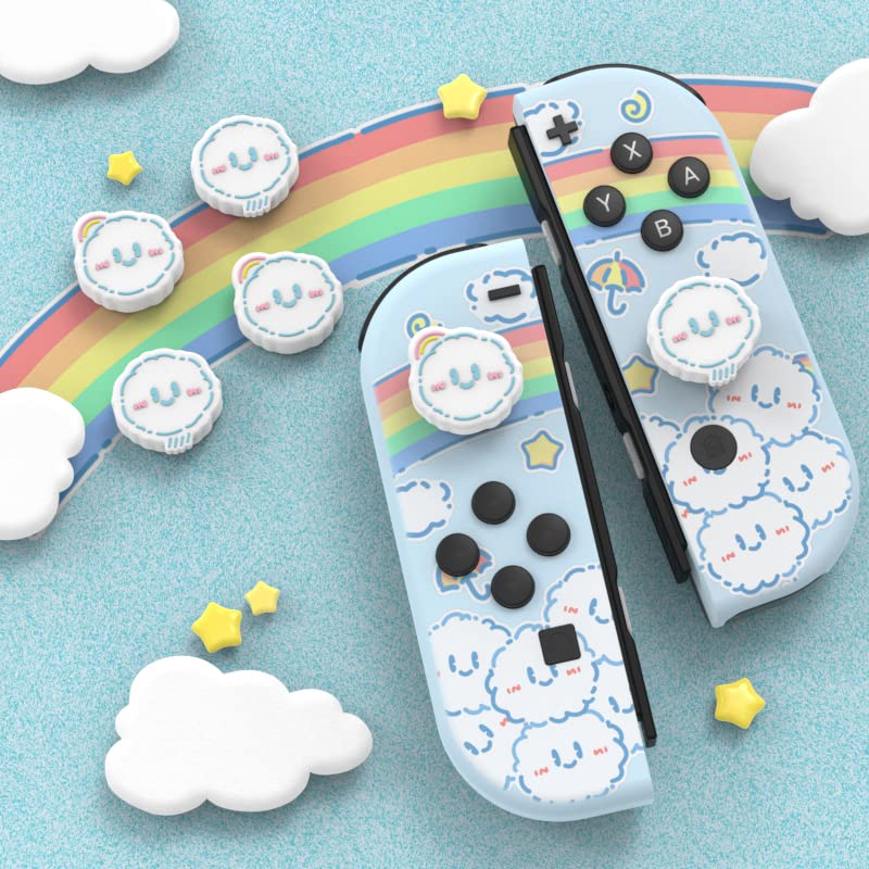 PlayVital Joystick Caps for Nintendo Switch, Thumbstick Grips for Switch Lite, Analog Cover for OLED Joycon Thumb Grip Caps - Rainbow Clouds & Rainy Clouds - Image 4