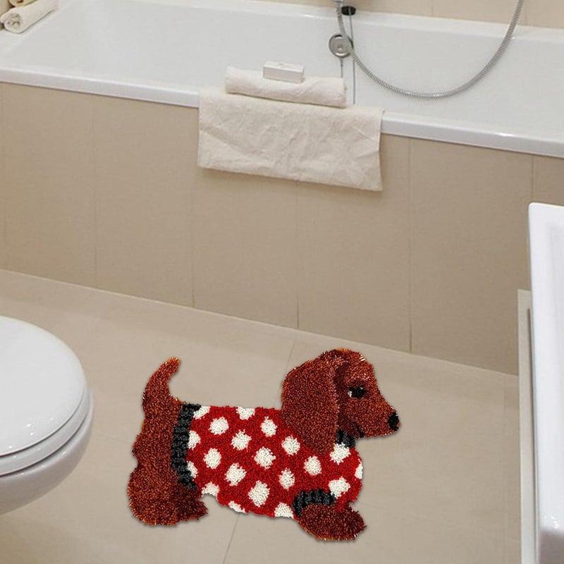 klarako Latch Hook Rug Kits Stitch Animal Pattern Sewing Craft Tool for Home Decoration, Puppy in red - Image 4