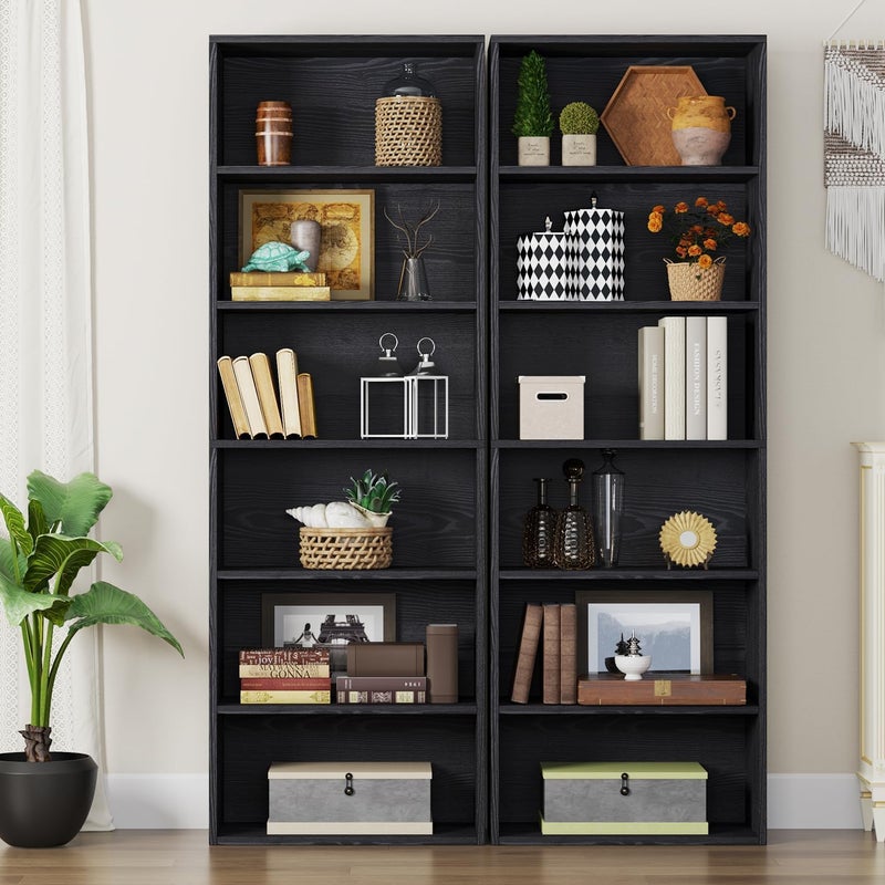 Gogoya Bookshelves and Bookcases Floor Standing 6 Tier Display Storage Shelves 180cm Tall Bookcase Home Decor Furniture for Home Office, Living Room, Bed Room (Vintage Black) - Image 5