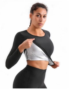Sauna Suit for Women Sweat Vest Long Sleeve Shirt Workout Slimming Tops Body Shaper Exercise Gym Fitness for Optimal Gym Performance, Recovery, and Accelerated Calorie Burn LXL