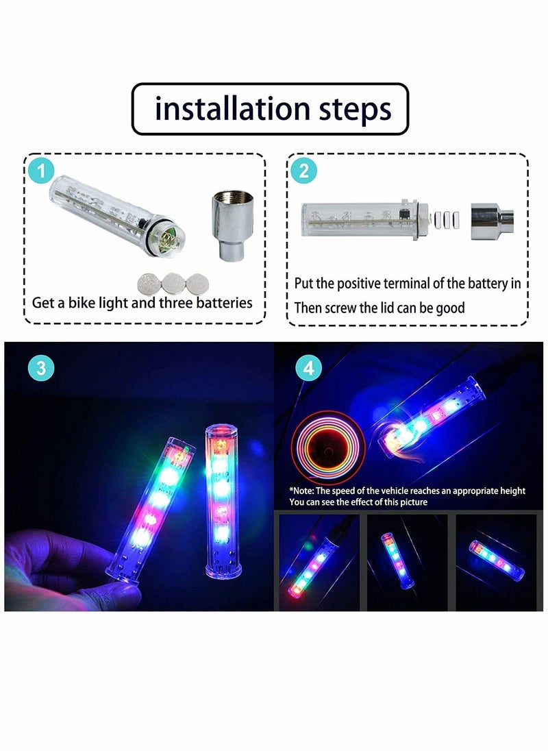 Generic - Bike Wheel Lights, Bike Tire Valve Lights, Waterproof Bicycle Wheels Lights, Safety with Batteries, for Motorcycle Bicycle to Ride at Night, 8 Pieces - Image 1
