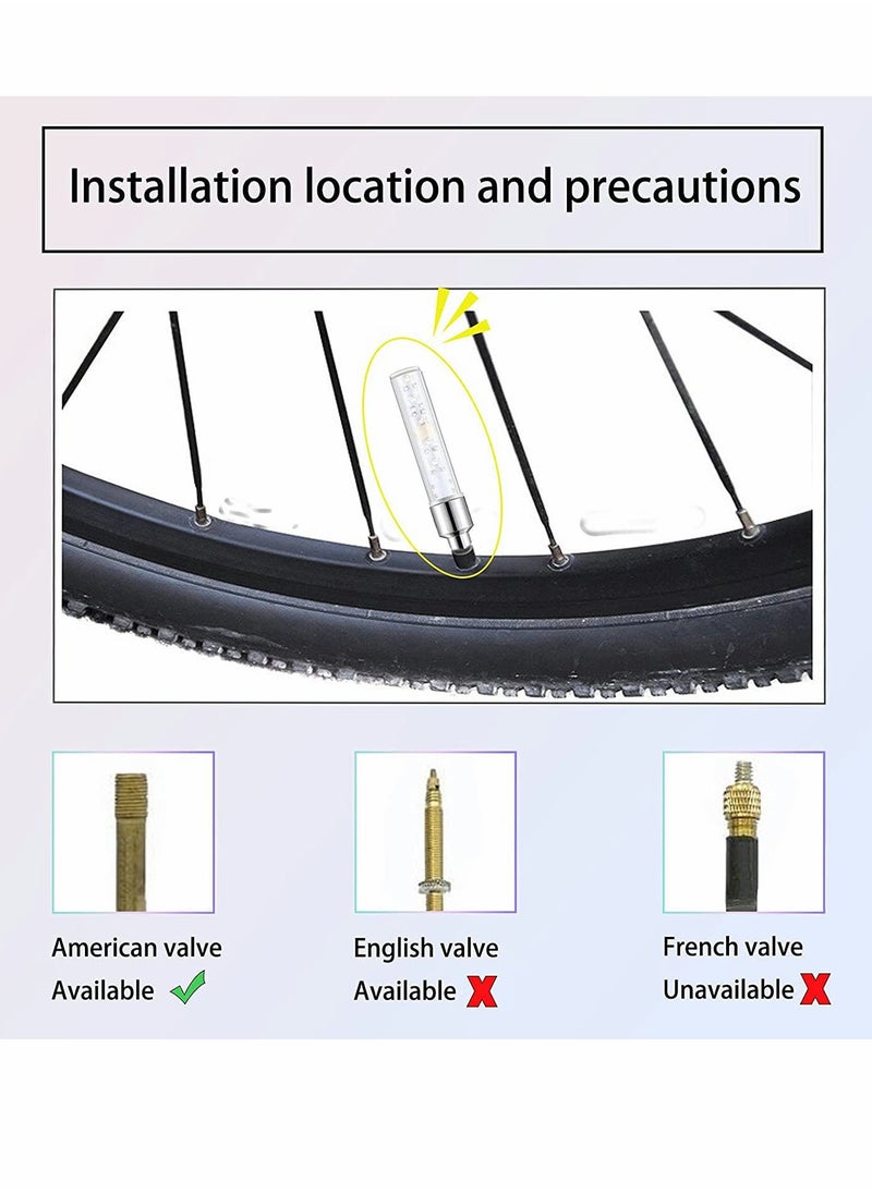 Generic - Bike Wheel Lights, Bike Tire Valve Lights, Waterproof Bicycle Wheels Lights, Safety with Batteries, for Motorcycle Bicycle to Ride at Night, 8 Pieces - Image 1