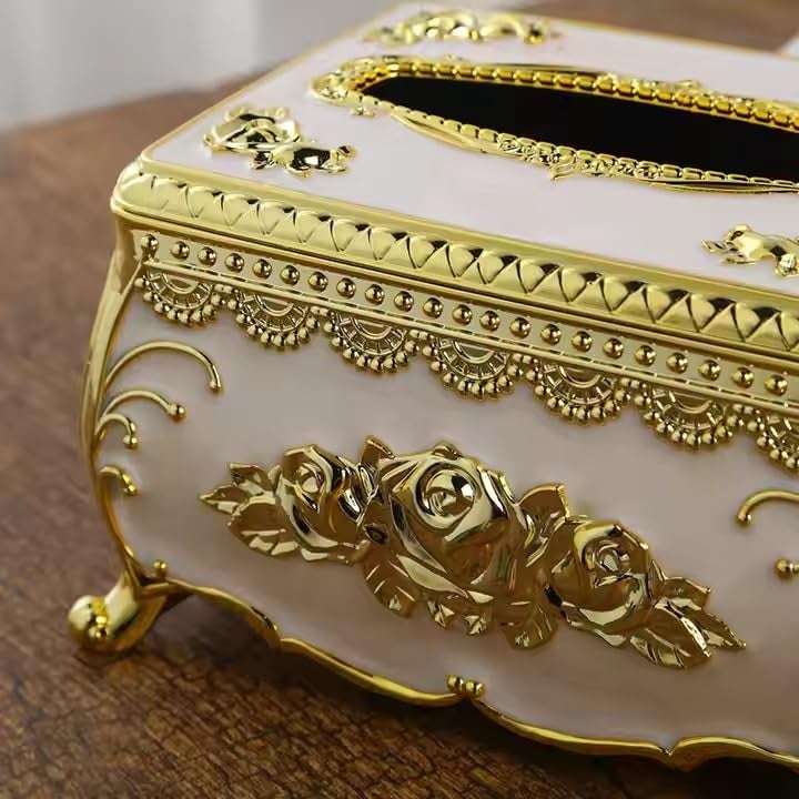 Swejos Facial Tissue Box Holder Decorative Napkin Tissue Holder Masks Box Victorian Decor for Car Bathroom Vanity Bedroom Dresser Night Stand Countertops - Image 1