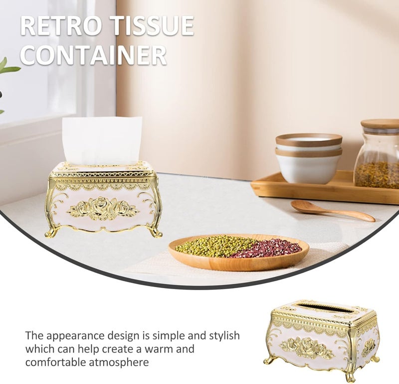 Swejos Facial Tissue Box Holder Decorative Napkin Tissue Holder Masks Box Victorian Decor for Car Bathroom Vanity Bedroom Dresser Night Stand Countertops - Image 3