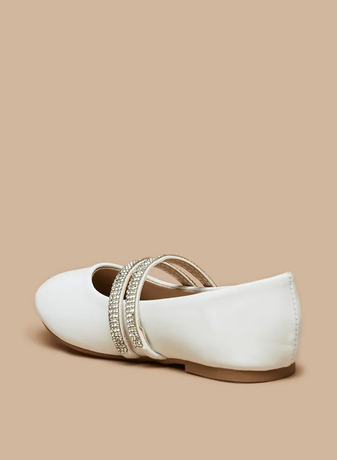 Flora Bella By Shoexpress Girl's Solid Ballerina Shoes With Embellished Strap