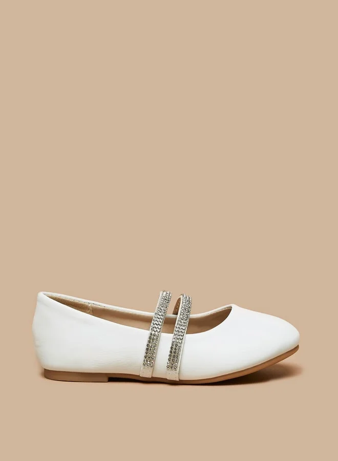 Flora Bella By Shoexpress Girl's Solid Ballerina Shoes With Embellished Strap