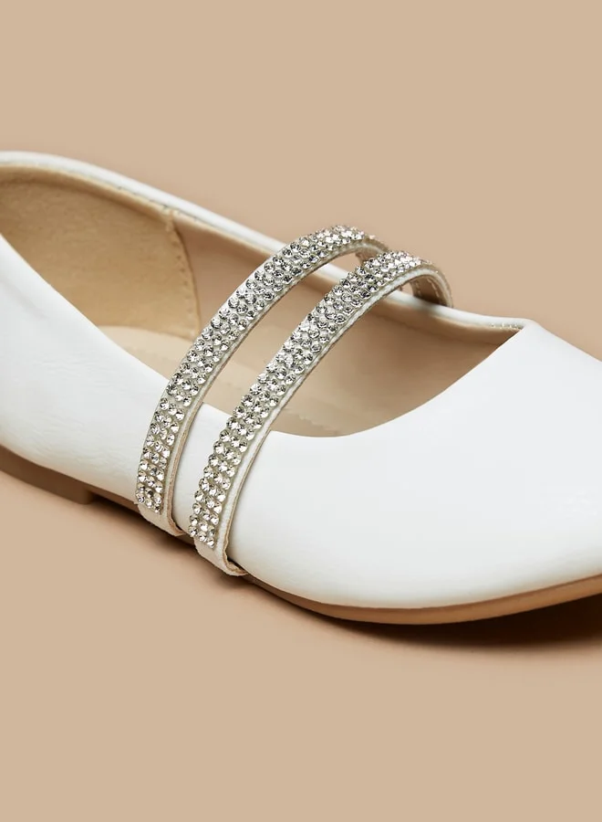Flora Bella By Shoexpress Girl's Solid Ballerina Shoes With Embellished Strap