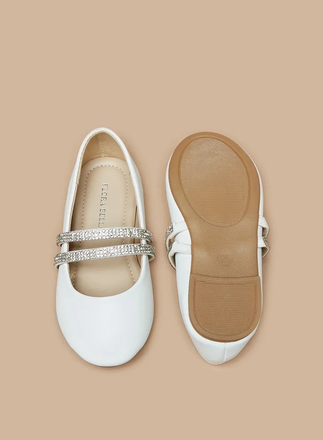 Flora Bella By Shoexpress Girl's Solid Ballerina Shoes With Embellished Strap