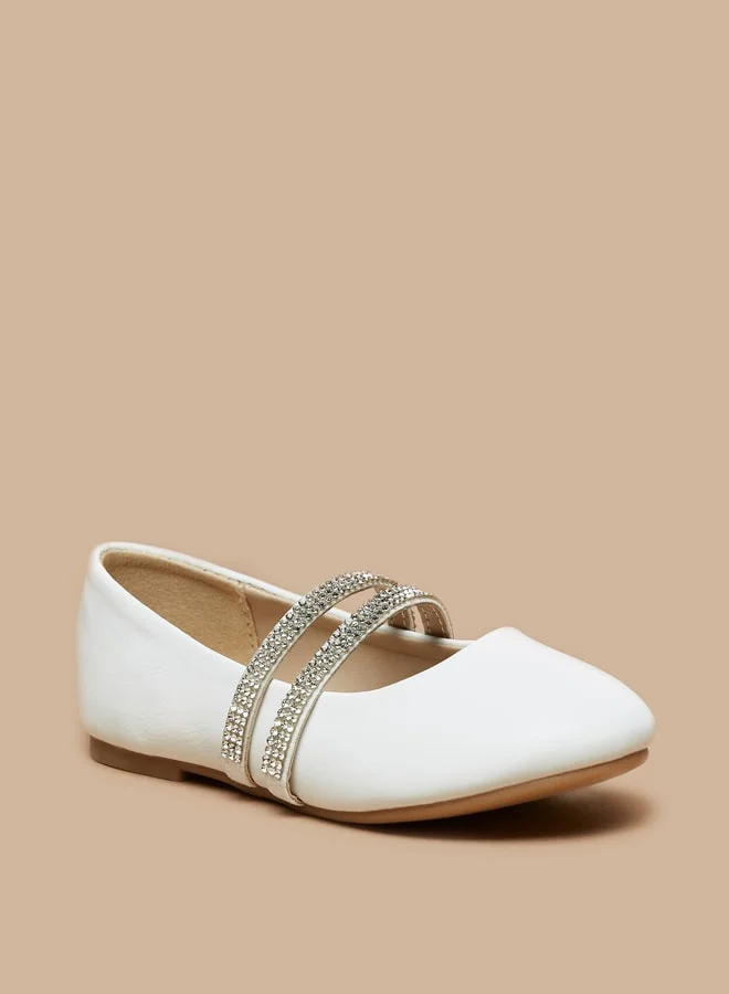 Flora Bella By Shoexpress Girl's Solid Ballerina Shoes With Embellished Strap