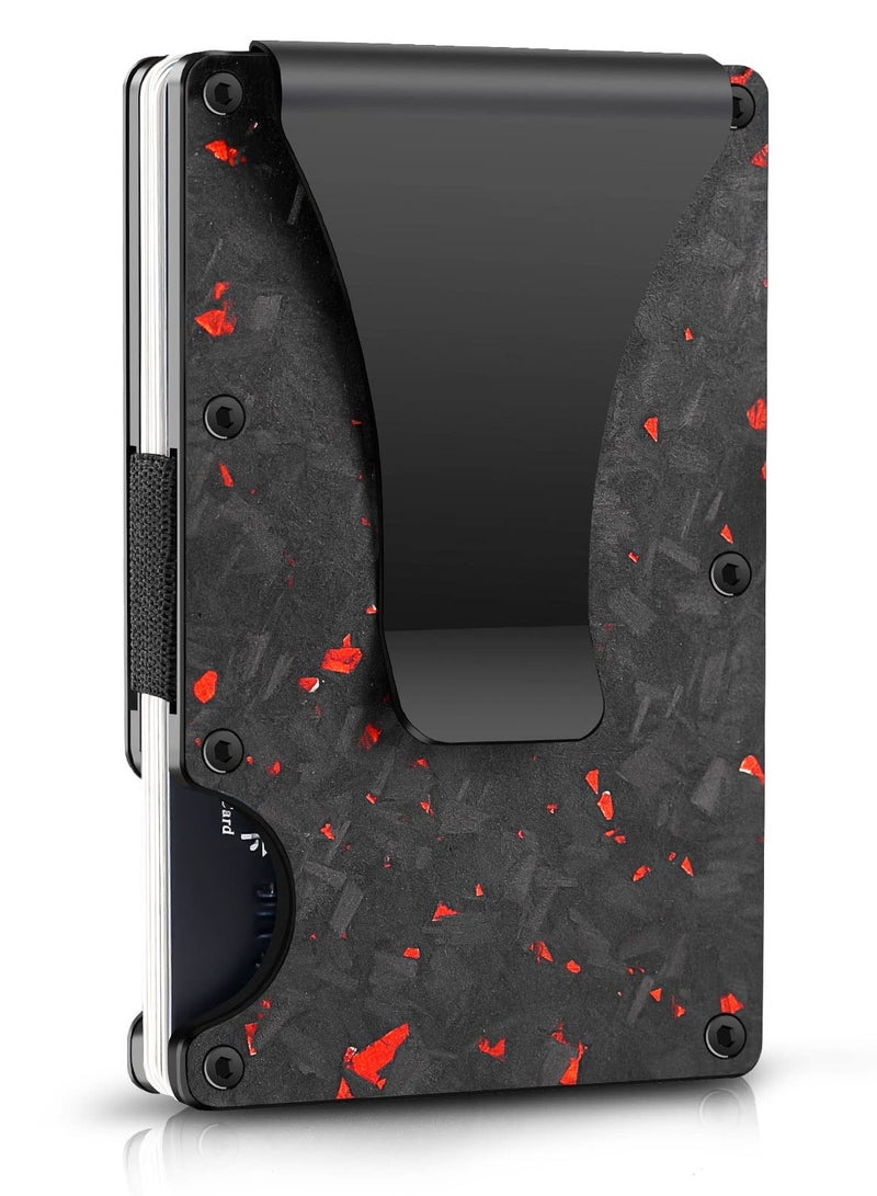 SOLARAE Money Clip for Men, Minimalist Slim Wallet, RFID Blocking for Private Safety, Leather Carbon Fiber Wallet with Gift Box, Aluminum Metal Credit Card Holder, Gifts for Men - Image 1