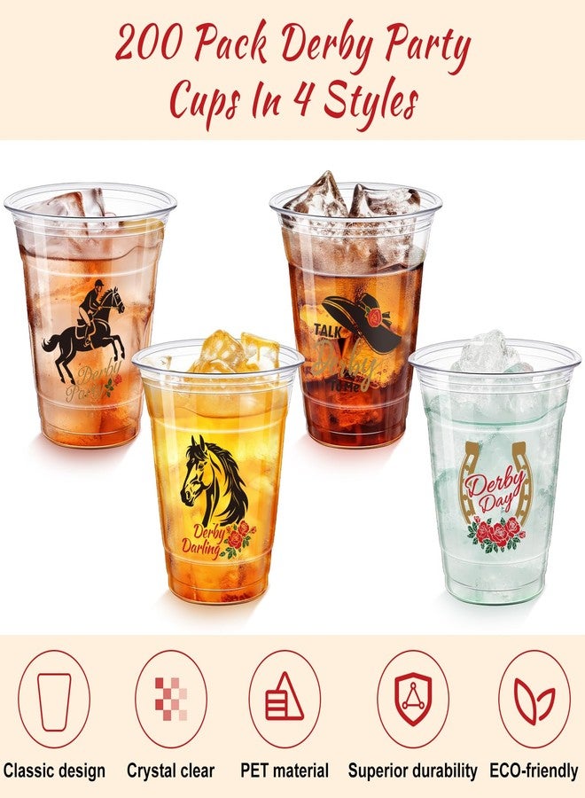 Pickmesh 200 Pack Derby Disposable Plastic Cups Bulk 10 oz Clear Plastic Disposable Tumbler Cups for Party Supplies Decorations - Image 3