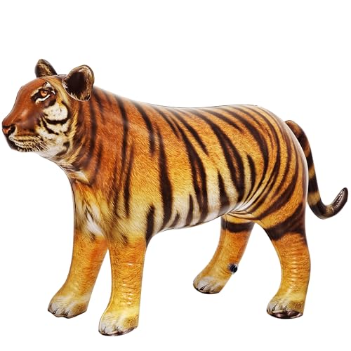 Jet Creations Tiger Inflatable 40"L x 20"H – Blow Up Animal Toy for Kids 3+ – Safari Party, Birthday, Holiday & Halloween Decor, Yard Display, Pool Play, VBS, Orange with Black Stripes, 1 PC - Image 1